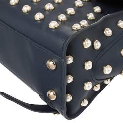 Pre Owned ZAC Zac Posen Blue Leather Faux Pearl Lady Eartha Backpack