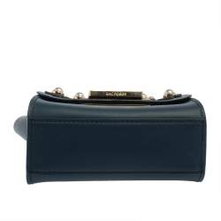 Pre Owned ZAC Zac Posen Dark Blue Leather Mini Faux Pearl Eartha Crossbody Bag