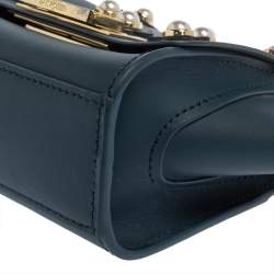 Pre Owned ZAC Zac Posen Dark Blue Leather Mini Faux Pearl Eartha Crossbody Bag