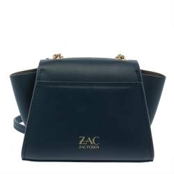 Pre Owned ZAC Zac Posen Dark Blue Leather Mini Faux Pearl Eartha Crossbody Bag