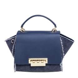 Pre Owned Zac Posen Blue Denim and Leather Eartha Top Handle Bag