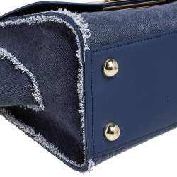 مملوكة مسبقًا حقيبة يد علوية زاك بوزن إرثا جلد ودنيم أزرق