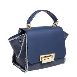 مملوكة مسبقًا حقيبة يد علوية زاك بوزن إرثا جلد ودنيم أزرق