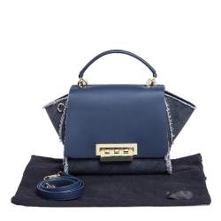 مملوكة مسبقًا حقيبة يد علوية زاك بوزن إرثا جلد ودنيم أزرق