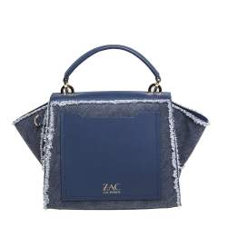 مملوكة مسبقًا حقيبة يد علوية زاك بوزن إرثا جلد ودنيم أزرق