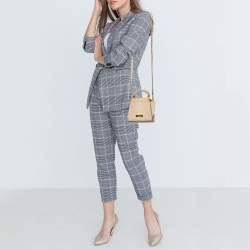 Pre Owned Zac Posen Beige Croc Embossed Leather Mini Eartha Top Handle Bag