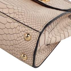 Pre Owned Zac Posen Beige Croc Embossed Leather Mini Eartha Top Handle Bag