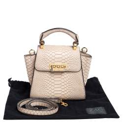 Pre Owned Zac Posen Beige Croc Embossed Leather Mini Eartha Top Handle Bag