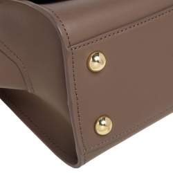 Pre Owned Zac Posen Dark Beige Floral Applique Leather Eartha Top Handle Bag