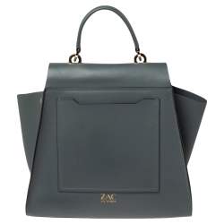 مملوكة مسبقًا حقيبة زاك بوزن ايرثا جلد أزرق داكن حمالة مزخرفة يد علوية 