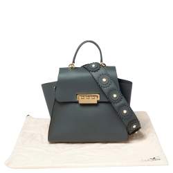 مملوكة مسبقًا حقيبة زاك بوزن ايرثا جلد أزرق داكن حمالة مزخرفة يد علوية 