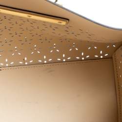 Zac Posen Cream Perforated Leather Eartha Top Handle Bag