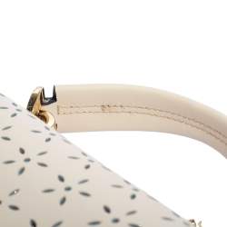 Zac Posen Cream Perforated Leather Eartha Top Handle Bag