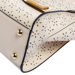 Zac Posen Cream Perforated Leather Eartha Top Handle Bag