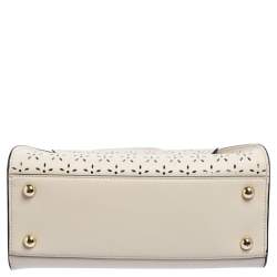 Zac Posen Cream Perforated Leather Eartha Top Handle Bag