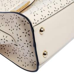 Zac Posen Cream Perforated Leather Eartha Top Handle Bag