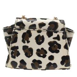 Zac Posen White Leopard Print Coated Canvas Mini Eartha Shoulder Bag
