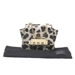 Zac Posen White Leopard Print Coated Canvas Mini Eartha Shoulder Bag