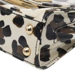 Zac Posen White Leopard Print Coated Canvas Mini Eartha Shoulder Bag