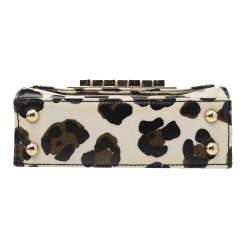 Zac Posen White Leopard Print Coated Canvas Mini Eartha Shoulder Bag