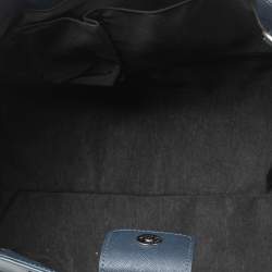 Zac Posen Navy Blue Saffiano Leather Front Zip Tote