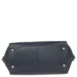 Zac Posen Navy Blue Saffiano Leather Front Zip Tote