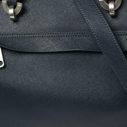 Zac Posen Navy Blue Saffiano Leather Front Zip Tote