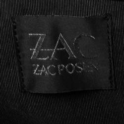 Zac Posen Navy Blue Saffiano Leather Front Zip Tote