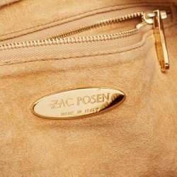 Zac Posen Off White/Brown Grained Leather Frame Tote