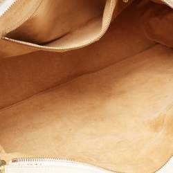 Zac Posen Off White/Brown Grained Leather Frame Tote