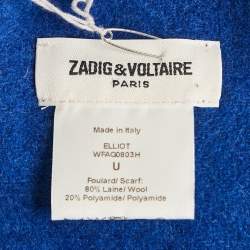 Zadig & Voltaire Blue Rhythm Intarsia Wool Blend Reversible Elliot Scarf 
