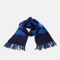 Zadig & Voltaire Blue Rhythm Intarsia Wool Blend Reversible Elliot Scarf 