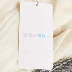 Zadig & Voltaire Off White Wool Blend Tanael Beads Scarf