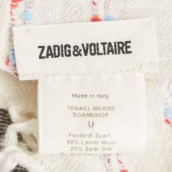 Zadig & Voltaire Off White Wool Blend Tanael Beads Scarf