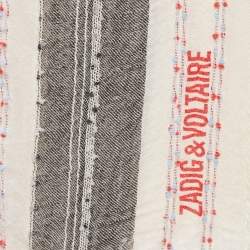 Zadig & Voltaire Off White Wool Blend Tanael Beads Scarf