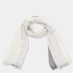 Pre Owned Zadig & Voltaire White Wool Blend Tanael Beads Scarf