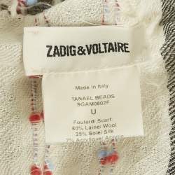 Pre Owned Zadig & Voltaire White Wool Blend Tanael Beads Scarf