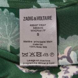 Zadig & Voltaire Green Resist Print Silk Season Dress S