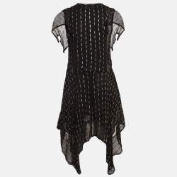 Pre Owned Zadig & Voltaire Black/Gold Crepe Rool Shiny Ruffled Dress M