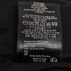 Pre Owned Zadig & Voltaire Black/Gold Crepe Rool Shiny Ruffled Dress M