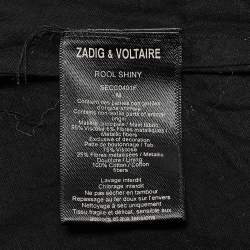 Pre Owned Zadig & Voltaire Black/Gold Crepe Rool Shiny Ruffled Dress M