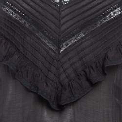 Pre Owned Zadig & Voltaire Black Lace Trim Cotton Rilli Asymmetric Midi Dress S