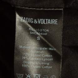 Pre Owned Zadig & Voltaire Black Lace Trim Cotton Rilli Asymmetric Midi Dress S