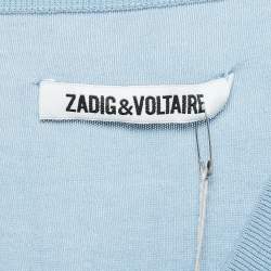  Zadig & Voltaire Blue Cotton Knit V-Neck Keddy Sweatshirt S