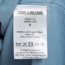  Zadig & Voltaire Blue Cotton Knit V-Neck Keddy Sweatshirt S