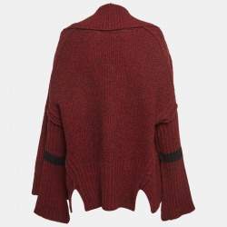 Pre Owned Zadig & Voltaire Burgundy Rib Knit Shawl Collar Mystic Cardigan M/L