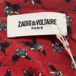 Pre Owned Zadig & Voltaire Red Floral Print Crepe Remus Liberty Mini Dress L