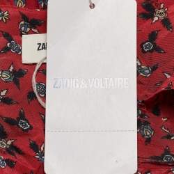 Pre Owned Zadig & Voltaire Red Floral Print Crepe Remus Liberty Mini Dress L