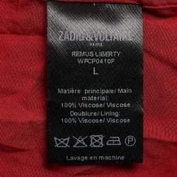 Pre Owned Zadig & Voltaire Red Floral Print Crepe Remus Liberty Mini Dress L