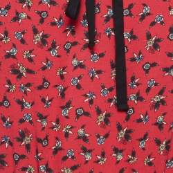 Pre Owned Zadig & Voltaire Red Floral Print Crepe Remus Liberty Mini Dress L
